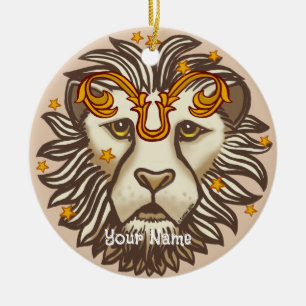 Ornamento De Cerâmica Leo Lion Birthday