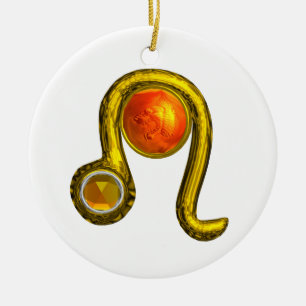 Ornamento De Cerâmica LEO ZODIAC BIRTHDAY JEWEL YELLOZ TOPAZ Dourada