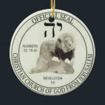 Ornamento De Cerâmica Leões de Judah<br><div class="desc">Os Leões de Judah representam o Cristo (leão masculino) e sua Igreja (leão feminino), assim como o marido e a esposa dos fiéis que a vestem. Este é também o selo oficial dos membros que apoiam ou pertencem à Igreja Cristã de Deus original de Jerusalém, tal como definida pela Santa...</div>