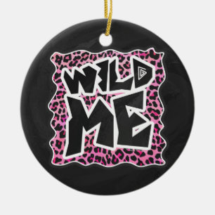Ornamento De Cerâmica Leopard me Wild Black and Hot Pink Design