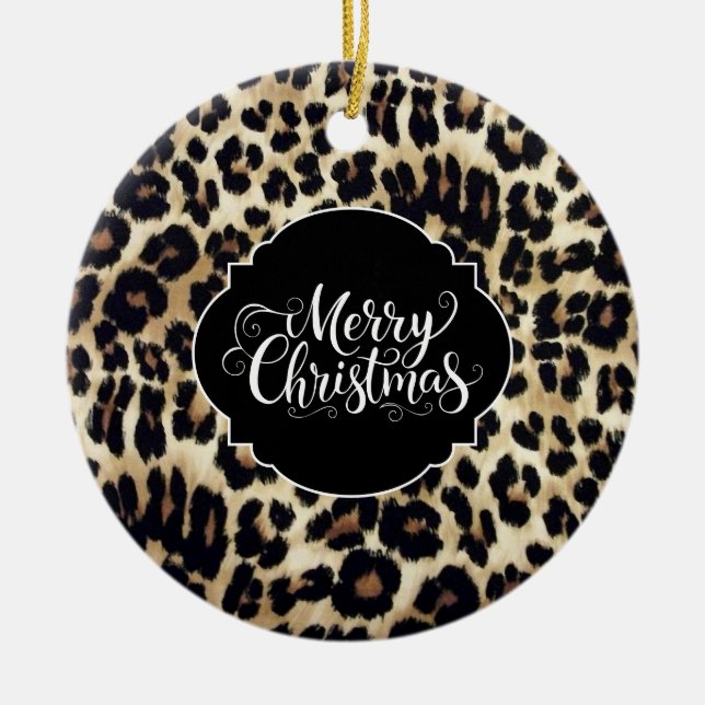 Ornamento De Cerâmica Leopard Print Ornament (Frente)