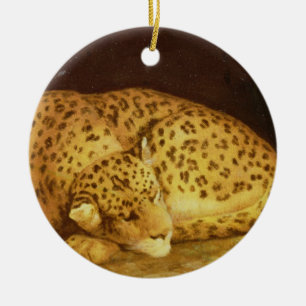 Ornamento De Cerâmica Leopardo do sono de George Stubbs , 1777 (esmalte