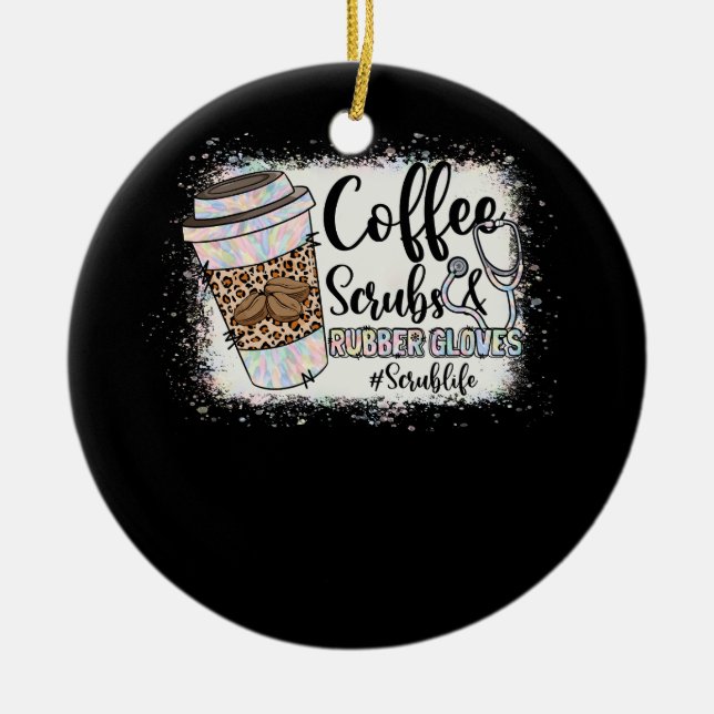 Ornamento De Cerâmica Leopardo Tie Dye Café Esfrega Luvas De Borracha (Frente)