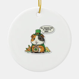 Ornamento De Cerâmica Leprechaun Porquinho-da-Índia Ganancioso Dia de Sã