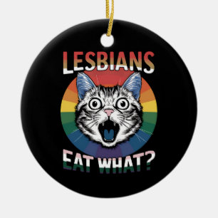 Ornamento De Cerâmica Lésbicas Comem Qual Humor de Gato Bandeira do Orgu