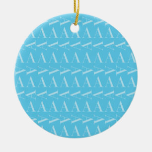 Ornamento De Cerâmica Letra A - Monograma Azul Aqua Inicial