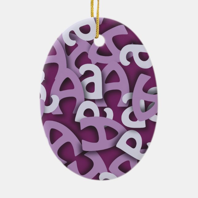 Ornamento De Cerâmica Letra A Purple (Verso)