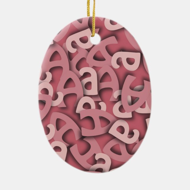 Ornamento De Cerâmica Letra A Rosa (Verso)