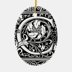 Ornamento De Cerâmica Letra C Monograma Medieval Arte Nova