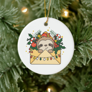 Ornamento De Cerâmica Letra de Natal Lenta Bichos de Inverno