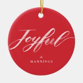 Ornamento De Cerâmica Letra de Pincel de Aquarela Joyful