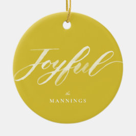 Ornamento De Cerâmica Letra de Pincel de Aquarela Joyful