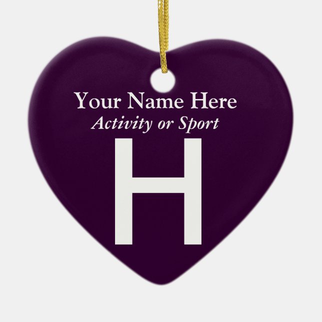 Ornamento De Cerâmica Letra de Variação de Faculdade ou Segundo grau Kee (Frente)