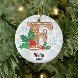 Ornamento De Cerâmica Letra F Natal Nome Personalizado