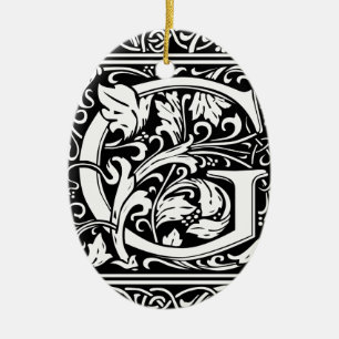 Ornamento De Cerâmica Letra G Monograma Medieval Arte Nova
