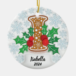 Ornamento De Cerâmica Letra I Natal Nome Personalizado