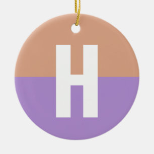 Ornamento De Cerâmica Letra inicial do bloco colorido de legenda Monogra