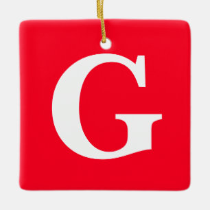 Ornamento De Cerâmica Letra inicial monograma branco branco simples