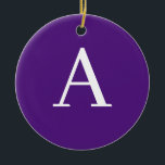Ornamento De Cerâmica Letra inicial Monograma Estilo moderno roxo e azul<br><div class="desc">Você gostaria de ter um produto com as iniciais do seu nome? É muito simples,  estética e atraente.</div>
