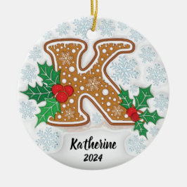 Ornamento De Cerâmica Letra K Natal Nome Personalizado