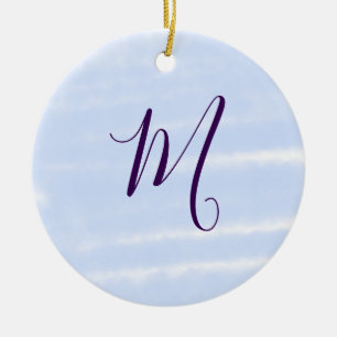 Ornamento De Cerâmica Letra monograma nome aquarela pastel roxa retrô