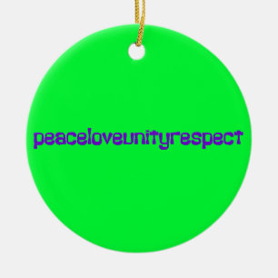 Ornamento De Cerâmica Letras do roxo do delírio do respeito da unidade