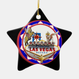 Ornamento De Cerâmica Letreiro de Boas-Vindas de Las Vegas Ficha de Pôqu