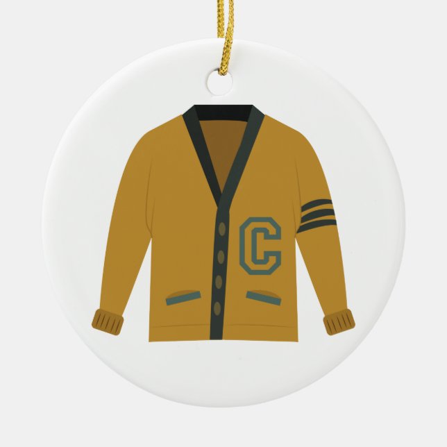 Ornamento De Cerâmica Letterman Sweater (Frente)