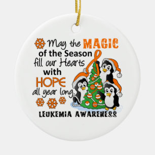 Ornamento De Cerâmica Leucemia dos pinguins do Natal