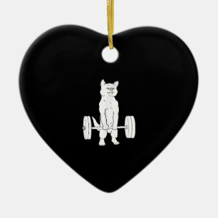 Ornamento De Cerâmica Levantamento De Peso De Gatos E Giro