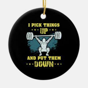 Ornamento De Cerâmica Levantamento de Peso - Eu Escolho Coisas