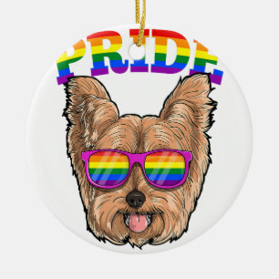 Ornamento De Cerâmica LGBT Yorkshire Terrier Yorkie Dog Orgulho gay Rain
