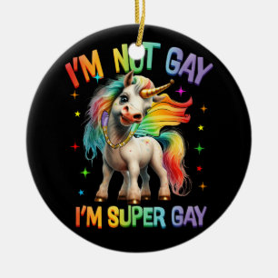 Ornamento De Cerâmica LGBTQ Unicorn Super Orgulho gay LGBT Ally Rainbow