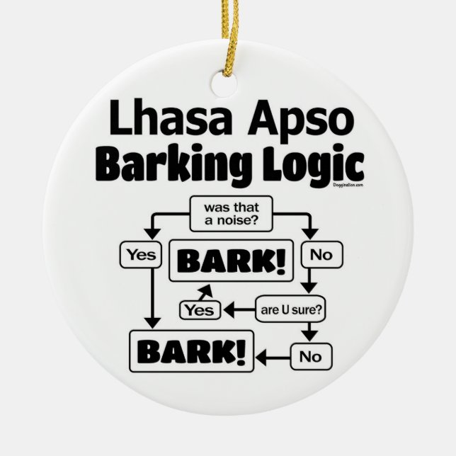 Ornamento De Cerâmica Lhasa Apso Barking Logic (Frente)
