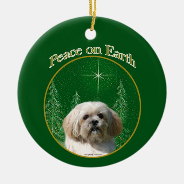Ornamento De Cerâmica Lhasa Apso Peace (Frente)
