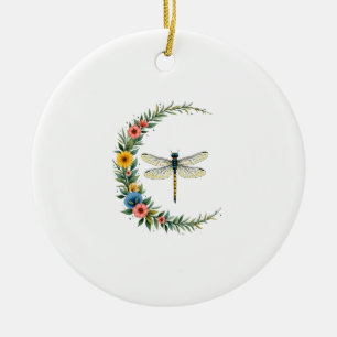 Ornamento De Cerâmica Libélula Boho Crescente Lua Símbolo de Paz Hippie 