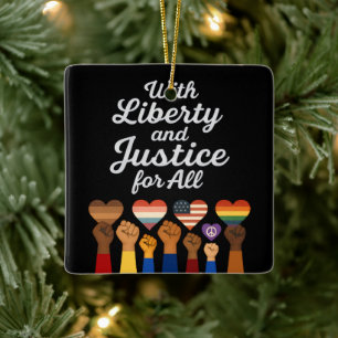 Ornamento De Cerâmica Liberdade e justiça para todos protestam