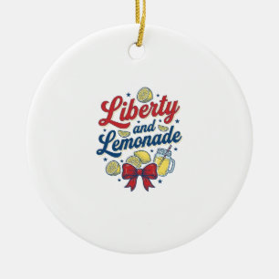 Ornamento De Cerâmica Liberdade e Limonada Camisa Patriótica de Limão Ve