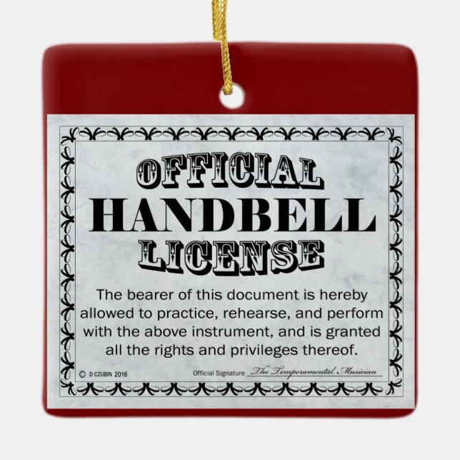 Ornamento De Cerâmica Licença de Handbell (Frente)