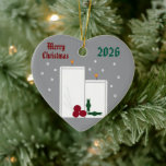Ornamento De Cerâmica "Light Up the Season" Ceramic Heart Ornament<br><div class="desc">Light up the holidays with this festive snowy candle digital image.</div>