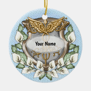 Ornamento De Cerâmica Lily shield caduceus
