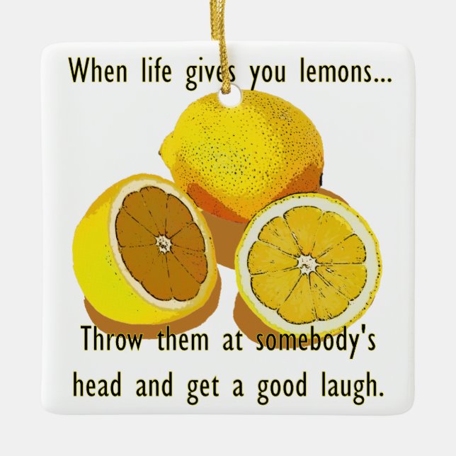 Ornamento De Cerâmica Limões de vida Dark Humor Engraçado Fruta Amarelo (Frente)