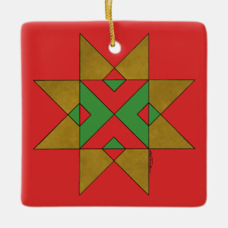 Ornamento De Cerâmica Lincolnshire Auseklis Witch Mark Red and Green