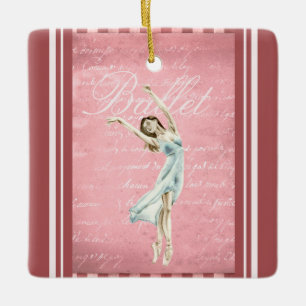 Ornamento De Cerâmica Linda Aquarela Ballerina Rosa Natal