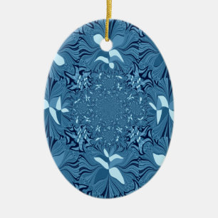 Ornamento De Cerâmica Linda Arte Azul Iridescente Caleidoscópica