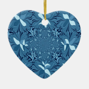 Ornamento De Cerâmica Linda Arte Azul Iridescente Caleidoscópica