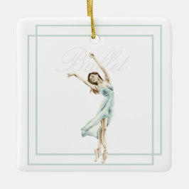 Ornamento De Cerâmica Linda Ballerina Azul Moderna, Geométrica Rosa