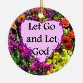 ORNAMENTO DE CERÂMICA LINDA FLORAL DEIXE-SE IR E DEIXE FOTO A DEUS