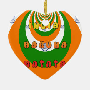 Ornamento De Cerâmica Linda Índia - Bandeira Nacional Cores Hakuna Matat