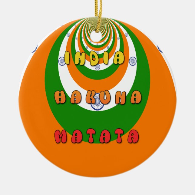 Ornamento De Cerâmica Linda Índia - Bandeira Nacional Cores Hakuna Matat (Frente)